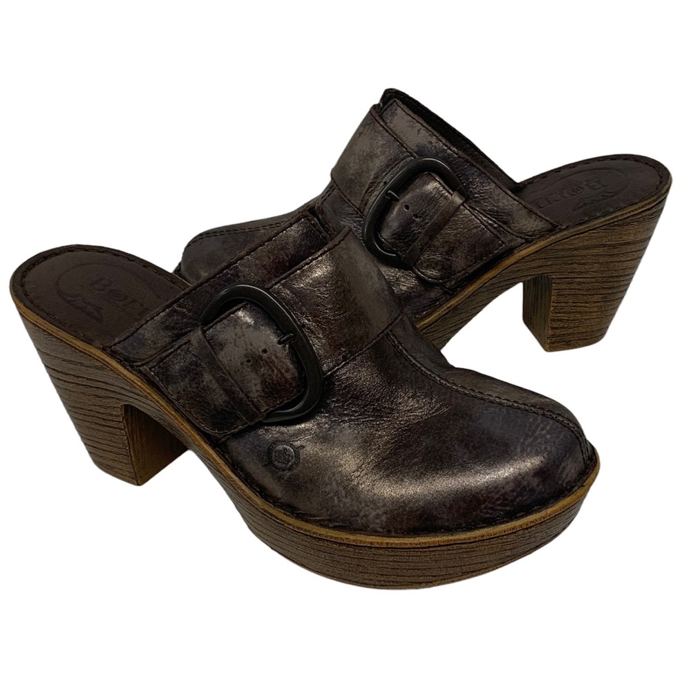 Born Ibra Moro Mule Metallic Bronze Buckle Block Heel Clogs #B67806 Women’s Sz 8 - Picture 2 of 11